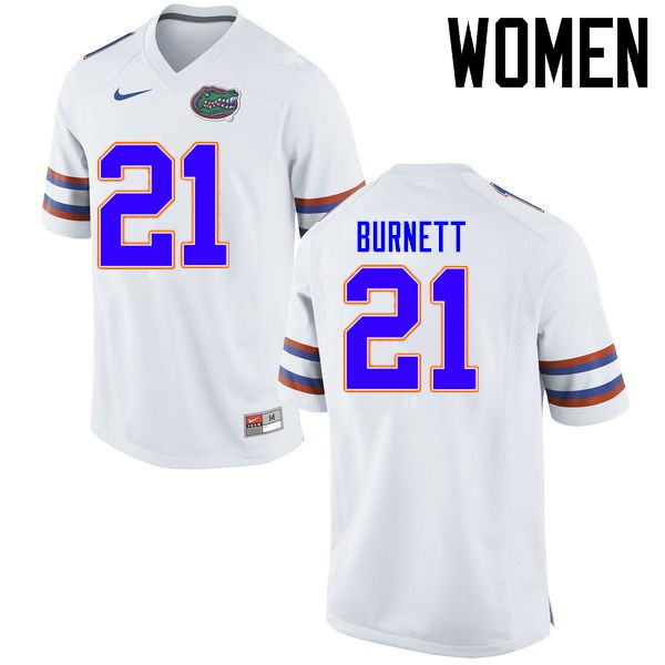 Florida Gators Women #21 McArthur Burnett College Football Jersey White